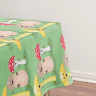 Cute kawaii mushroom fungi toadstool tablecloth