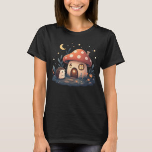Cute Kawaii Mushroom House Hedgehog T-Shirt