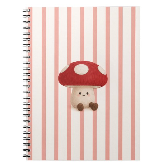 Cute Kawaii Mushroom Spiral Notebook (Front)