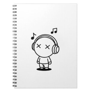 Cute Kawaii Music Lover Headphones X Eyes Notebook