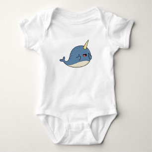 Cute Kawaii Narwhal Baby Bodysuit