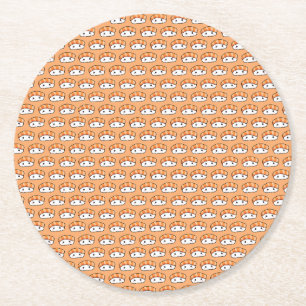 Cute Kawaii Nigiri Sushi Seamless Pattern Round Paper Coaster