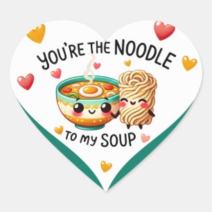 Cute Kawaii Noodles and Soup Heart Sticker