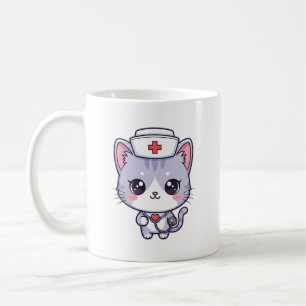 Cute Kawaii Nurse Cat Art Coffee Mug