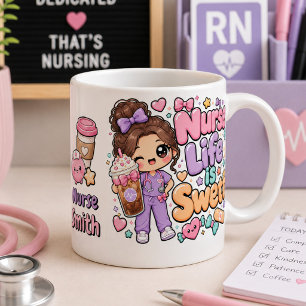 Cute Kawaii Nurse Life is Sweet  Large Coffee Mug