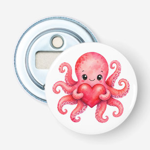 Cute Kawaii Octopus Holding Heart Bottle Opener