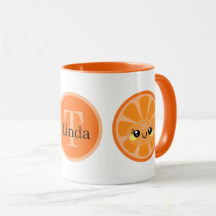 cute Kawaii orange add monogram fruit Mug