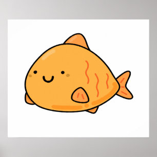 Cute Kawaii Orange Fish Poster