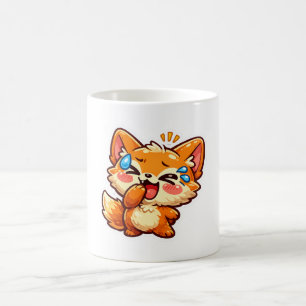 Cute Kawaii Orange Fox Laughing Crying TearSticker Coffee Mug