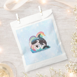 Cute Kawaii Orca Killer Whale Rainbows Butterflies Favour Bag