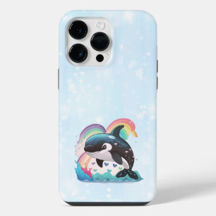 Cute Kawaii Orca Killer Whale Rainbows Butterflies iPhone 14 Pro Max Case