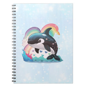 Cute Kawaii Orca Killer Whale Rainbows Butterflies Notebook