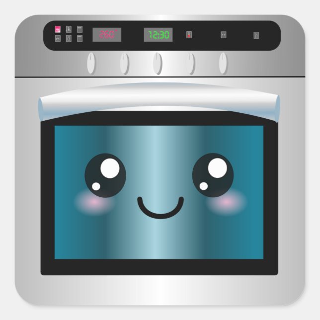 Cute Kawaii Oven - Chef & Baker Gifts Square Sticker (Front)