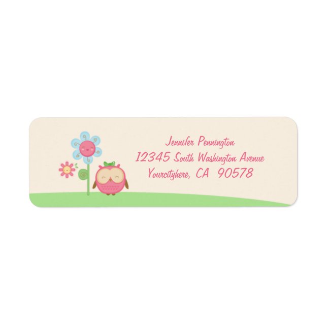 Cute kawaii owl return address envelope labels (Front)