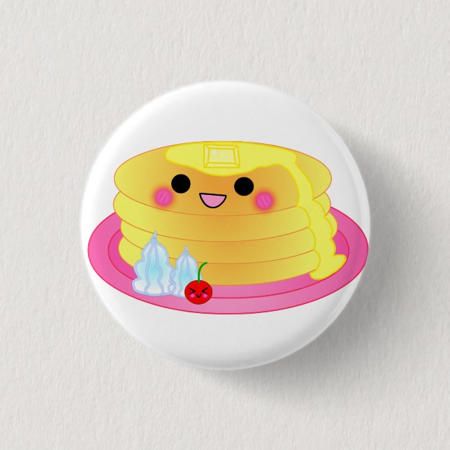cute kawaii pancake 3 cm round badge (Front)
