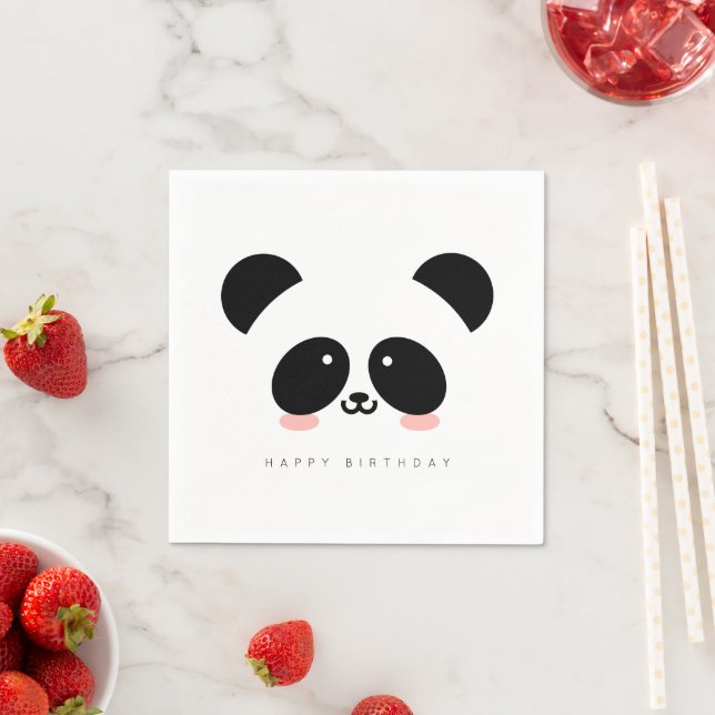 Cute Kawaii Panda Add Your Greeting Napkin (Insitu)