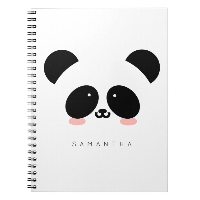 Cute Kawaii Panda | Add Your Name Notebook (Front)