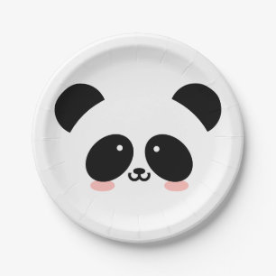 Cute Kawaii Panda   Add Your Name Paper Plate