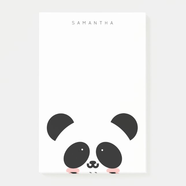 Cute Kawaii Panda | Add Your Name Post-it Notes (Front)