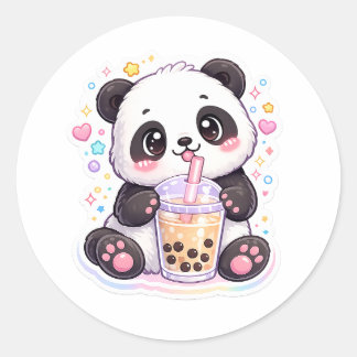 Cute Kawaii Panda Boba Tea Sticker | Adorable Anim