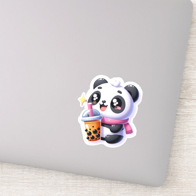 Cute Kawaii Panda Drinks Boba Bubble Tea Kawaii (Detail)