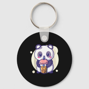 Cute kawaii panda drinks boba bubble tea kawaiiCut Key Ring
