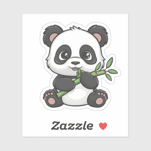 Cute Kawaii Panda Eating Bamboo Animal Lover (Sheet)