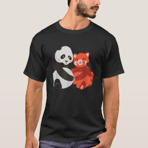 Cute Kawaii Panda Hugging Red Panda T-Shirt