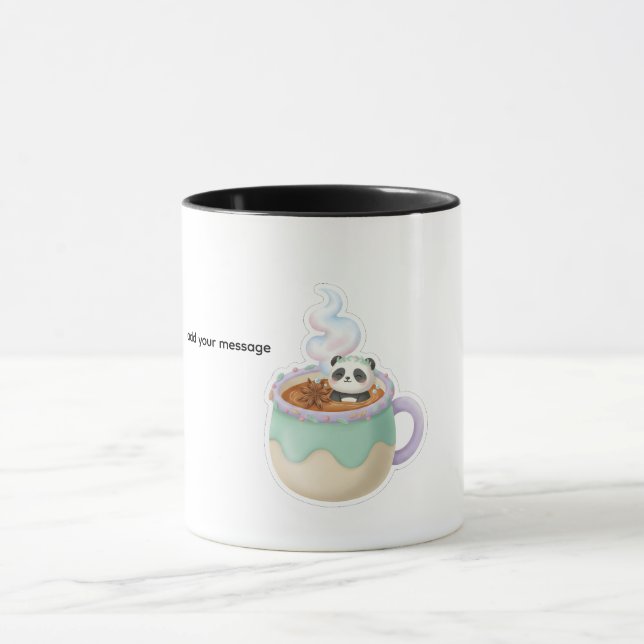 Cute Kawaii Panda in Tea Mug Illustration (Center)