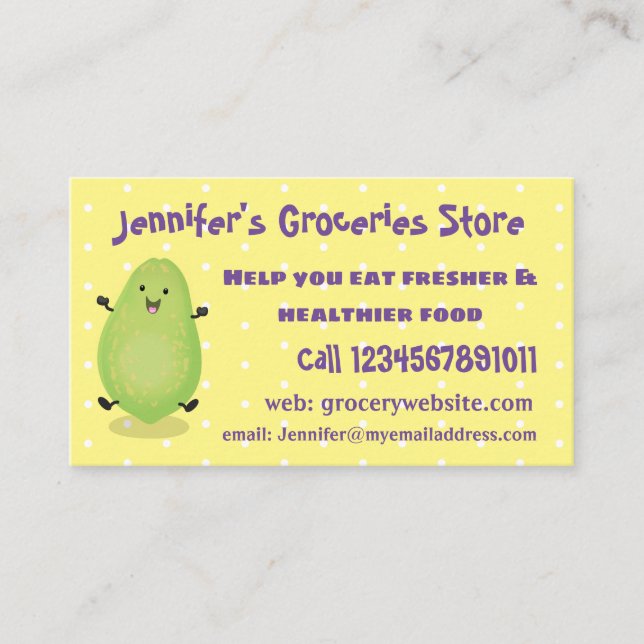 Cute kawaii papaya paw paw cartoon illustration business card (Front)