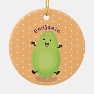 Cute kawaii papaya paw paw cartoon illustration ceramic ornament