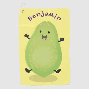 Cute kawaii papaya paw paw cartoon illustration  golf towel