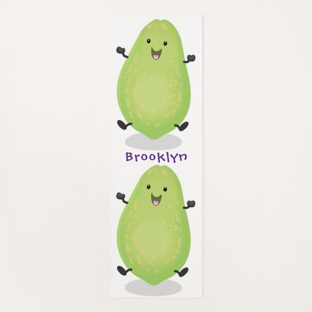 Cute kawaii papaya paw paw cartoon illustration yoga mat (Front)