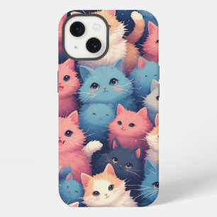 Cute Kawaii Pastel Cats Pattern iPhone Case