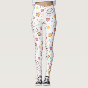 Cute Kawaii Pastel Doodle Pattern All-Over-Print L Leggings
