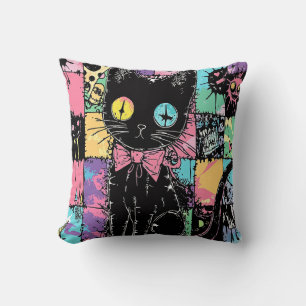 Cute Kawaii Pastel Goth Patchwork Gothic Creepy Cushion