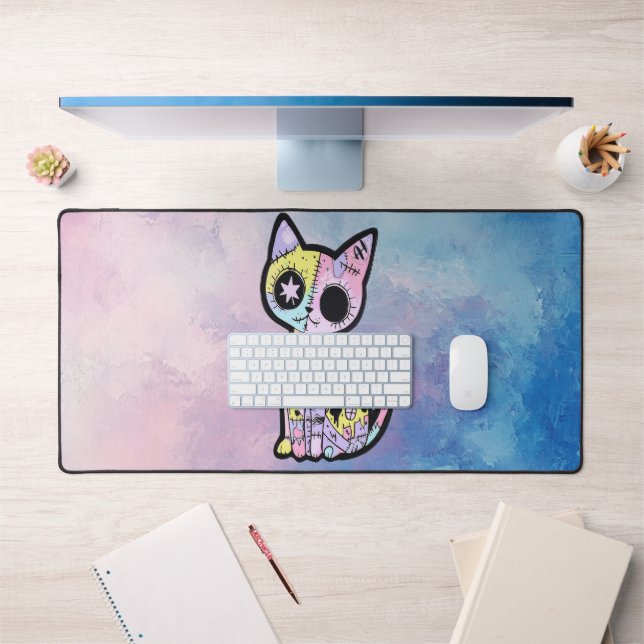Cute Kawaii Pastel Goth Patchwork Gothic Creepy Desk Mat (Office 1)