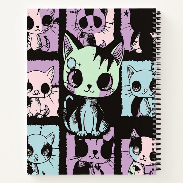 Cute Kawaii Pastel Goth Patchwork Gothic Creepy Notebook (Back)