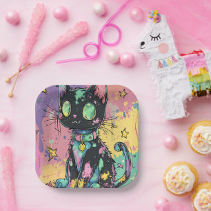 Cute Kawaii Pastel Goth Patchwork Gothic Creepy Paper Plate