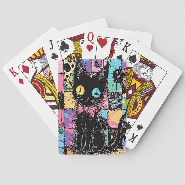 Cute Kawaii Pastel Goth Patchwork Gothic Creepy Playing Cards (Back)