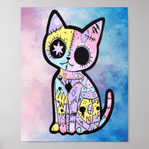 Cute Kawaii Pastel Goth Patchwork Gothic Creepy Poster