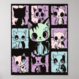 Cute Kawaii Pastel Goth Patchwork Gothic Creepy Poster