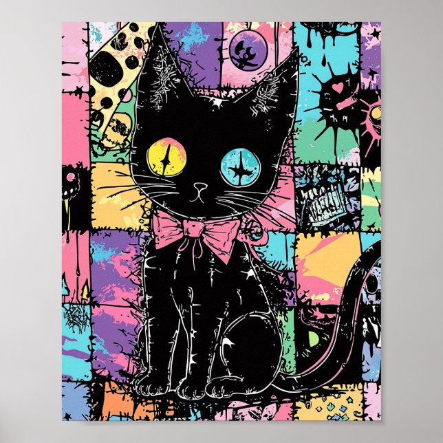 Cute Kawaii Pastel Goth Patchwork Gothic Creepy Poster (Front)