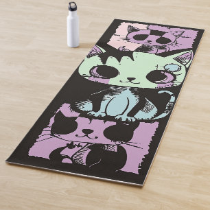 Cute Kawaii Pastel Goth Patchwork Gothic Creepy Yoga Mat
