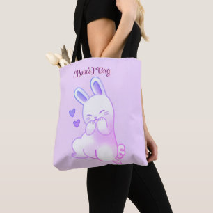 Cute Kawaii Pastel Purple Bunny with Heart Custom Tote Bag