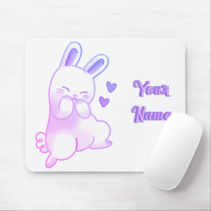 Cute Kawaii Pastel Purple Custom Gradient Bunny Mouse Pad