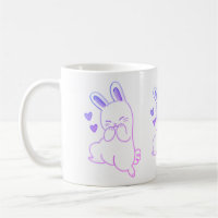 Cute Kawaii Pastel Purple Giggling Bunny Hearts