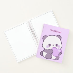Cute Kawaii Pastel Purple Panda with Heart Custom  Notebook