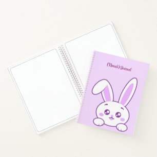 Cute Kawaii Pastel Purple Peeking Bunny Custom Notebook