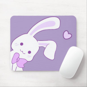 Cute Kawaii Pastel Purple Peeking Bunny Mouse Pad